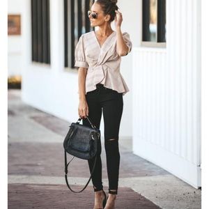 NWT Plaid Twist Peplum Top - Large